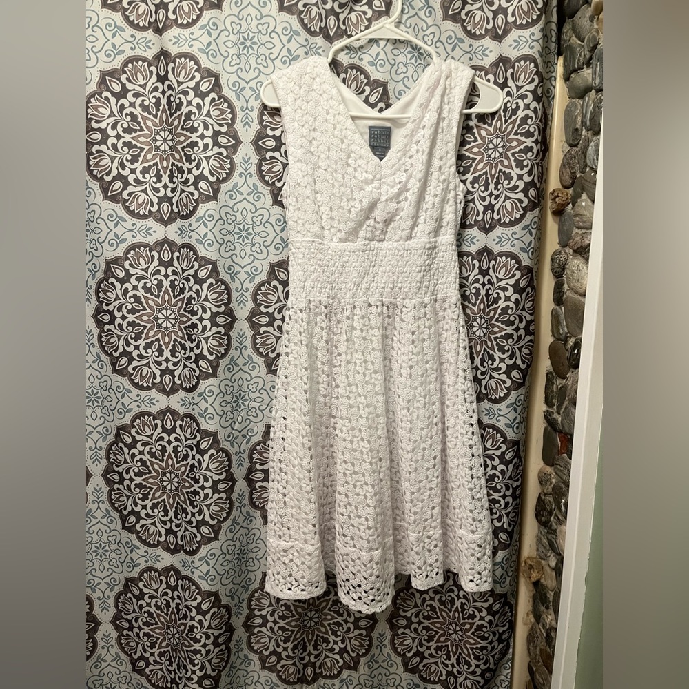 Small rabbit rabbit rabbit white dress nwot